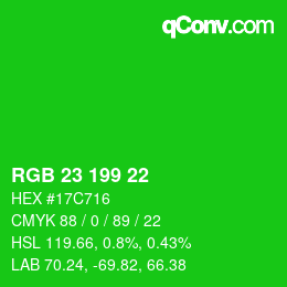Color code: RGB 23 199 22 | qconv.com