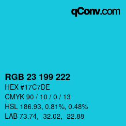 Color code: RGB 23 199 222 | qconv.com