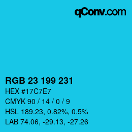 Color code: RGB 23 199 231 | qconv.com