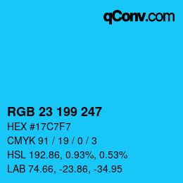 Color code: RGB 23 199 247 | qconv.com