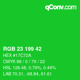 Color code: RGB 23 199 42 | qconv.com