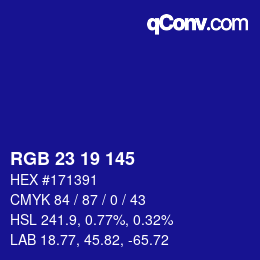 Color code: RGB 23 19 145 | qconv.com