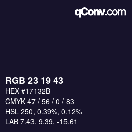 カラーコード: RGB 23 19 43 | qconv.com