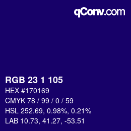 Color code: RGB 23 1 105 | qconv.com