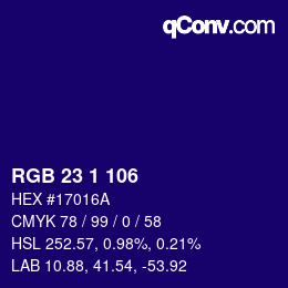 カラーコード: RGB 23 1 106 | qconv.com