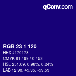 Color code: RGB 23 1 120 | qconv.com