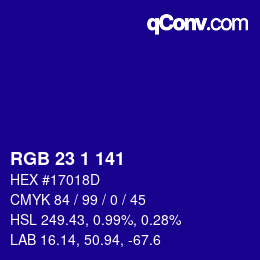 Color code: RGB 23 1 141 | qconv.com