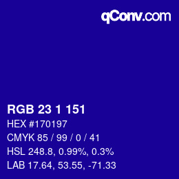 Color code: RGB 23 1 151 | qconv.com
