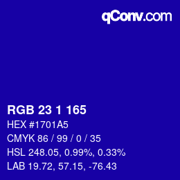 Color code: RGB 23 1 165 | qconv.com