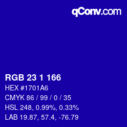 Color code: RGB 23 1 166 | qconv.com