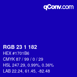 カラーコード: RGB 23 1 182 | qconv.com
