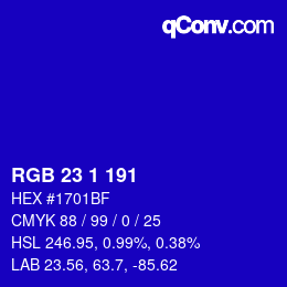 Color code: RGB 23 1 191 | qconv.com