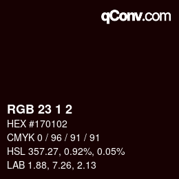 颜色代码: RGB 23 1 2 | qconv.com