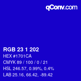 Color code: RGB 23 1 202 | qconv.com