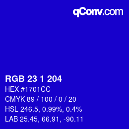 Color code: RGB 23 1 204 | qconv.com