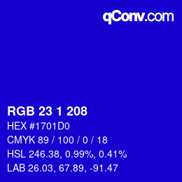 カラーコード: RGB 23 1 208 | qconv.com