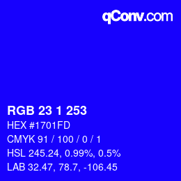 Color code: RGB 23 1 253 | qconv.com