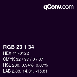 カラーコード: RGB 23 1 34 | qconv.com