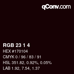 カラーコード: RGB 23 1 4 | qconv.com