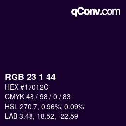 Color code: RGB 23 1 44 | qconv.com