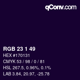 Color code: RGB 23 1 49 | qconv.com