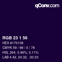 Color code: RGB 23 1 56 | qconv.com