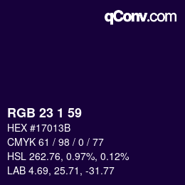 Color code: RGB 23 1 59 | qconv.com