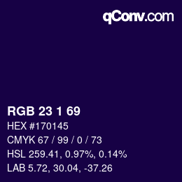 カラーコード: RGB 23 1 69 | qconv.com
