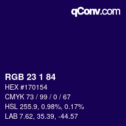 Color code: RGB 23 1 84 | qconv.com
