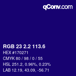 カラーコード: RGB 23 2.2 113.6 | qconv.com