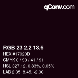 カラーコード: RGB 23 2.2 13.6 | qconv.com