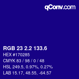 カラーコード: RGB 23 2.2 133.6 | qconv.com
