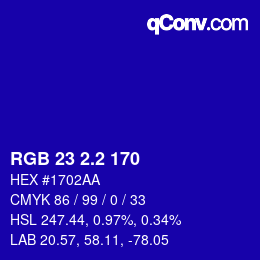 カラーコード: RGB 23 2.2 170 | qconv.com