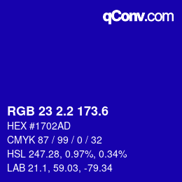 カラーコード: RGB 23 2.2 173.6 | qconv.com