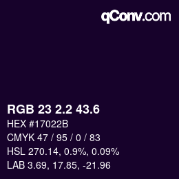カラーコード: RGB 23 2.2 43.6 | qconv.com