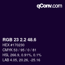 カラーコード: RGB 23 2.2 48.6 | qconv.com