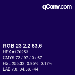 カラーコード: RGB 23 2.2 83.6 | qconv.com