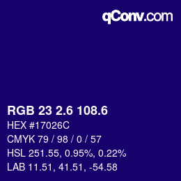 カラーコード: RGB 23 2.6 108.6 | qconv.com