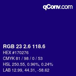 カラーコード: RGB 23 2.6 118.6 | qconv.com