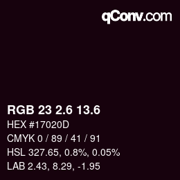 カラーコード: RGB 23 2.6 13.6 | qconv.com