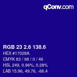 カラーコード: RGB 23 2.6 138.6 | qconv.com