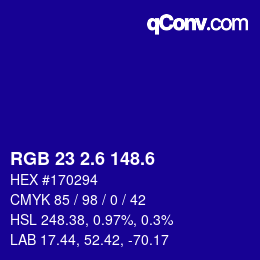 カラーコード: RGB 23 2.6 148.6 | qconv.com