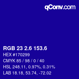 カラーコード: RGB 23 2.6 153.6 | qconv.com