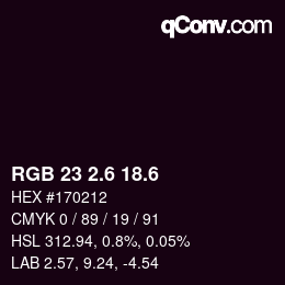 カラーコード: RGB 23 2.6 18.6 | qconv.com