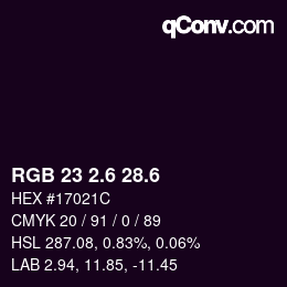 カラーコード: RGB 23 2.6 28.6 | qconv.com