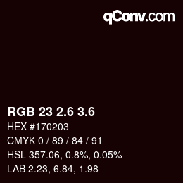 カラーコード: RGB 23 2.6 3.6 | qconv.com