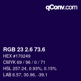 カラーコード: RGB 23 2.6 73.6 | qconv.com