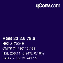 カラーコード: RGB 23 2.6 78.6 | qconv.com