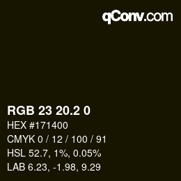 カラーコード: RGB 23 20.2 0 | qconv.com