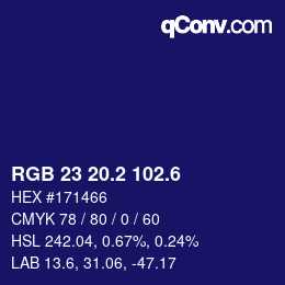 カラーコード: RGB 23 20.2 102.6 | qconv.com
